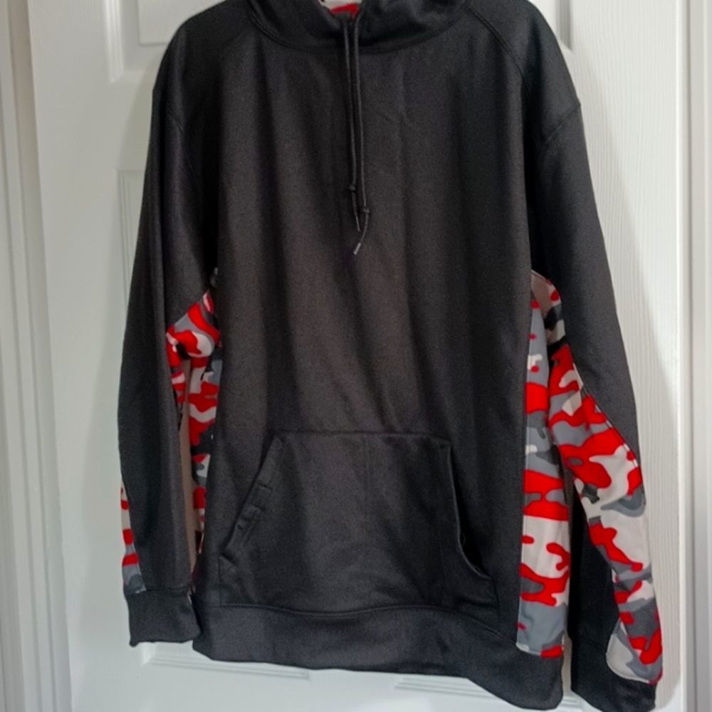 BADGER SPORT TRI COLOR SABER HOODIE  LARGE  COTTON/POLY BLEND HEAVY DUTY